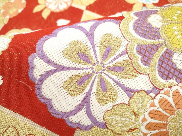 平和屋着物●六通柄袋帯　唐織　花蝶文　金糸　正絹　逸品　CABL0881hy