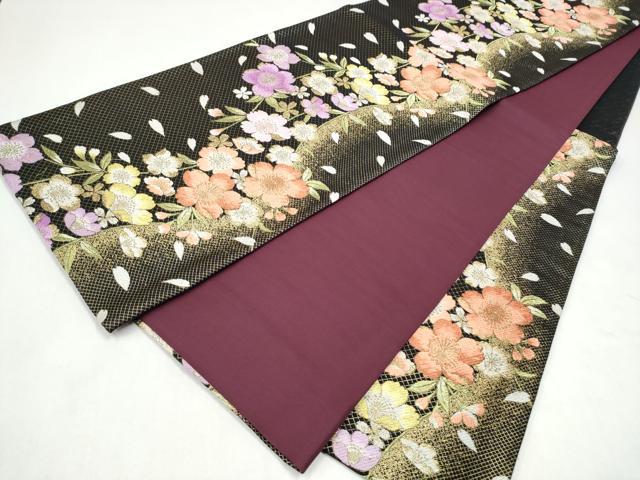 平和屋着物●西陣　酒井守謹製　六通柄袋帯　天然素材シルク紬　舞花文　金糸　正絹　逸品　CABL0882hy