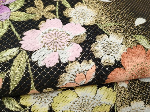 平和屋着物●西陣　酒井守謹製　六通柄袋帯　天然素材シルク紬　舞花文　金糸　正絹　逸品　CABL0882hy