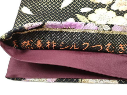 平和屋着物●西陣　酒井守謹製　六通柄袋帯　天然素材シルク紬　舞花文　金糸　正絹　逸品　CABL0882hy