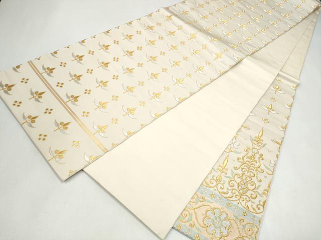 平和屋着物●西陣　川島織物　六通柄　本袋帯　花唐草文　金銀糸　正絹　逸品　CABL0895hy