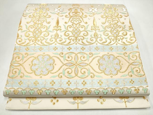 平和屋着物●西陣　川島織物　六通柄　本袋帯　花唐草文　金銀糸　正絹　逸品　CABL0895hy