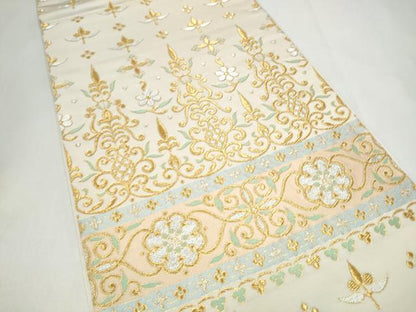 平和屋着物●西陣　川島織物　六通柄　本袋帯　花唐草文　金銀糸　正絹　逸品　CABL0895hy