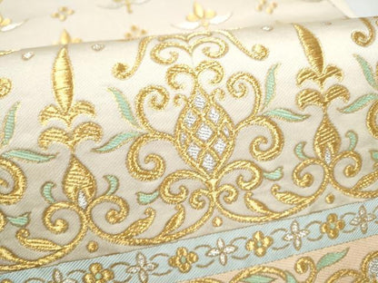 平和屋着物●西陣　川島織物　六通柄　本袋帯　花唐草文　金銀糸　正絹　逸品　CABL0895hy