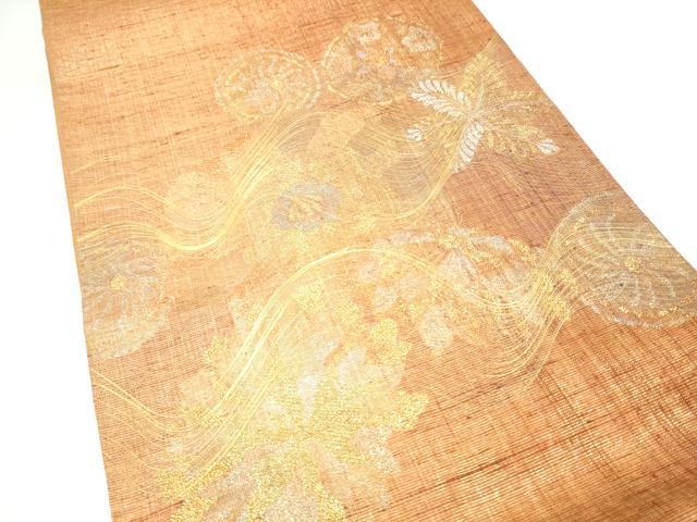 平和屋着物●名門　しょうざん　生紬　紙屋川伝承　絹漉貴　太鼓柄袋帯　舞花文　金銀糸　正絹　逸品　CABL0899hy