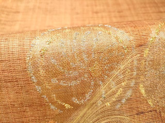 平和屋着物●名門　しょうざん　生紬　紙屋川伝承　絹漉貴　太鼓柄袋帯　舞花文　金銀糸　正絹　逸品　CABL0899hy