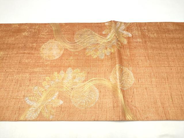 平和屋着物●名門　しょうざん　生紬　紙屋川伝承　絹漉貴　太鼓柄袋帯　舞花文　金銀糸　正絹　逸品　CABL0899hy