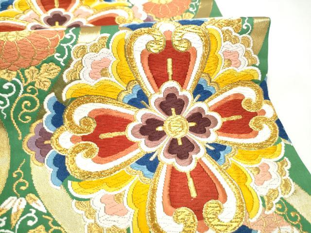 平和屋着物●西陣　河合美術織物謹製　六通柄袋帯　唐織　立涌花文　金糸　正絹　逸品　CABL0901hy