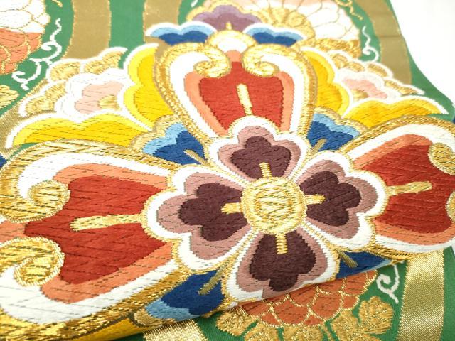 平和屋着物●西陣　河合美術織物謹製　六通柄袋帯　唐織　立涌花文　金糸　正絹　逸品　CABL0901hy