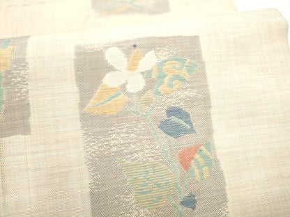 平和屋着物●六通柄袋帯　短冊草花文　正絹　逸品　CABL0904hy