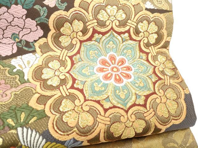 平和屋着物●六通柄袋帯　唐織　麗華扇形文　金糸　引箔　正絹　逸品　CABL0922hy