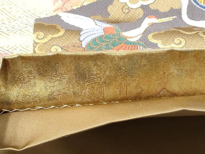 平和屋着物●六通柄袋帯　唐織　麗華扇形文　金糸　引箔　正絹　逸品　CABL0922hy