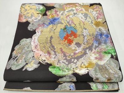 平和屋着物●六通柄袋帯　幻想の花　金銀糸　正絹　逸品　CABL0924hy