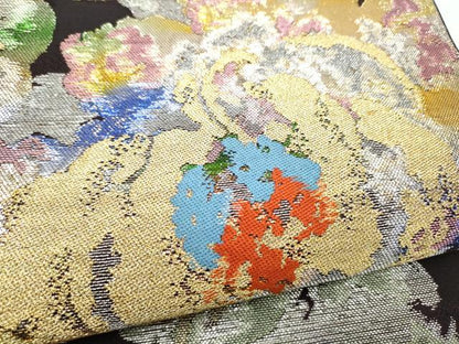 平和屋着物●六通柄袋帯　幻想の花　金銀糸　正絹　逸品　CABL0924hy