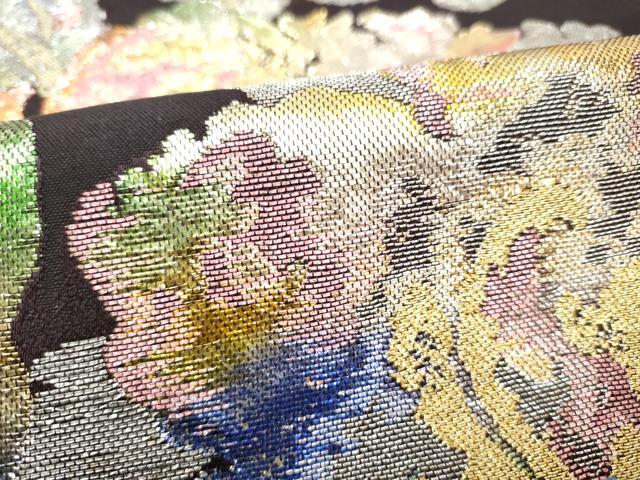平和屋着物●六通柄袋帯　幻想の花　金銀糸　正絹　逸品　CABL0924hy