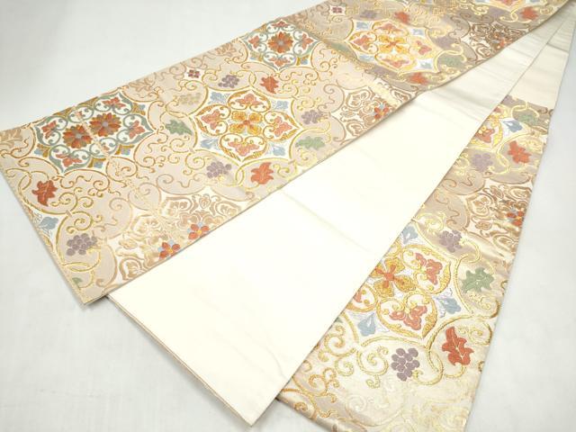 平和屋着物●六通柄袋帯　唐織　花唐草文　金銀糸　正絹　逸品　CABL0925hy