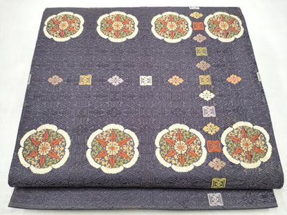 平和屋着物●六通柄袋帯　唐織　舞花文　金糸　正絹　逸品　CABL0939hy