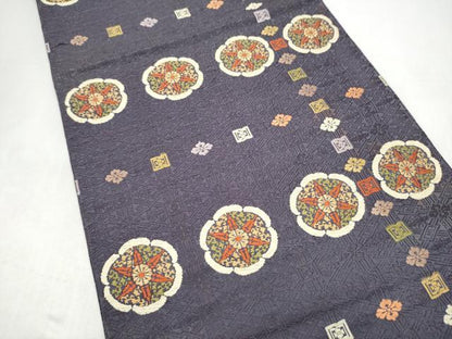 平和屋着物●六通柄袋帯　唐織　舞花文　金糸　正絹　逸品　CABL0939hy