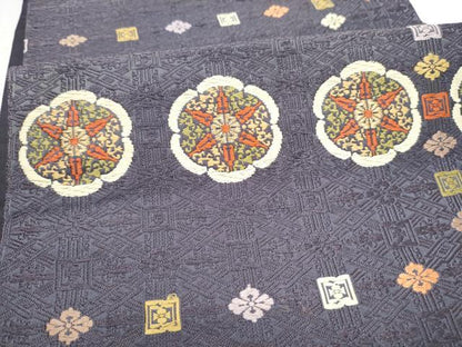 平和屋着物●六通柄袋帯　唐織　舞花文　金糸　正絹　逸品　CABL0939hy