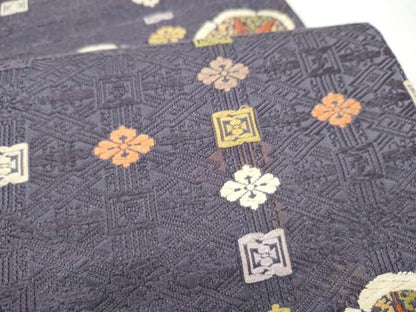 平和屋着物●六通柄袋帯　唐織　舞花文　金糸　正絹　逸品　CABL0939hy
