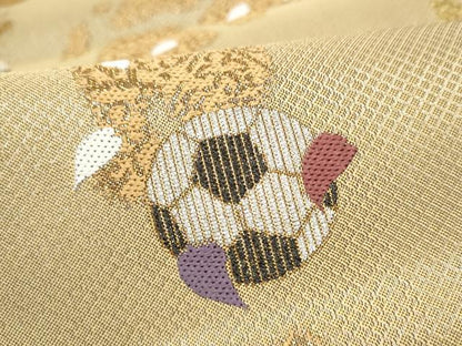 平和屋着物●両面　六通柄袋帯　蹴斗　WORLD　CUP　2002　サッカーボール　金銀糸　正絹　逸品　未使用　CABL0940hy