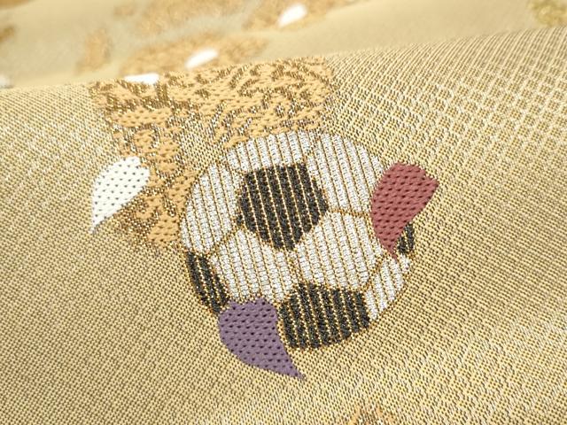 平和屋着物●両面　六通柄袋帯　蹴斗　WORLD　CUP　2002　サッカーボール　金銀糸　正絹　逸品　未使用　CABL0940hy
