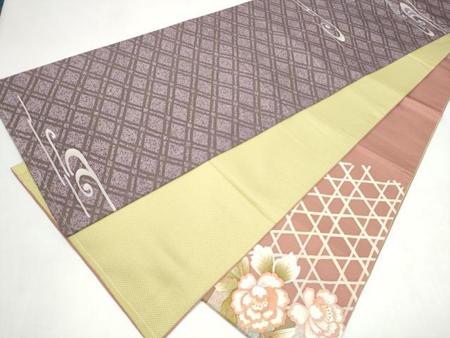 平和屋着物●中嶋まさひろ 蝋彩染作家　太鼓柄袋帯　花蝶文　金彩　正絹　逸品　未使用　CABL0943hy