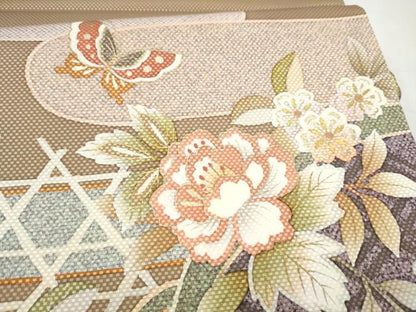 平和屋着物●中嶋まさひろ 蝋彩染作家　太鼓柄袋帯　花蝶文　金彩　正絹　逸品　未使用　CABL0943hy