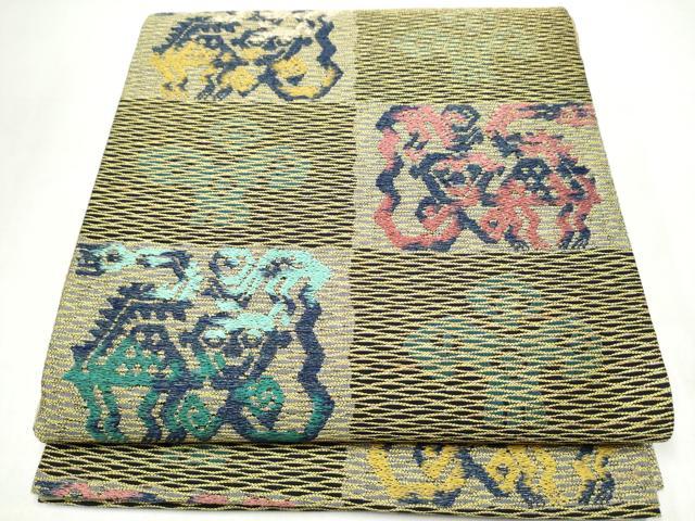 平和屋着物●六通柄袋帯　花唐草文　金糸　正絹　逸品　CABL0944hy