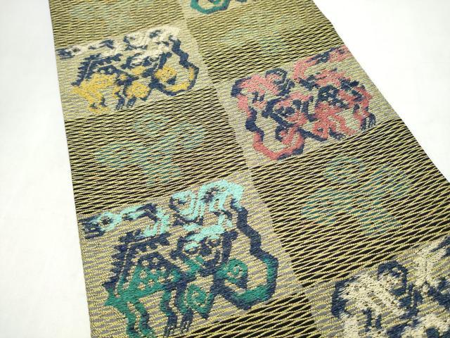 平和屋着物●六通柄袋帯　花唐草文　金糸　正絹　逸品　CABL0944hy