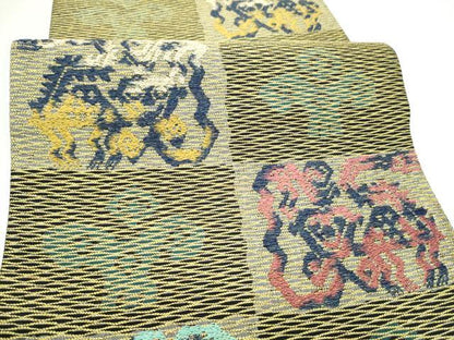 平和屋着物●六通柄袋帯　花唐草文　金糸　正絹　逸品　CABL0944hy