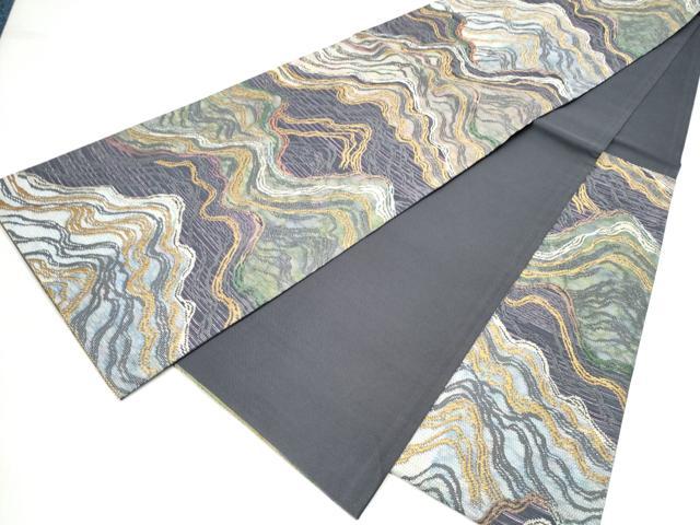 平和屋着物●六通柄袋帯　流水文　金糸　正絹　逸品　CABL0945hy