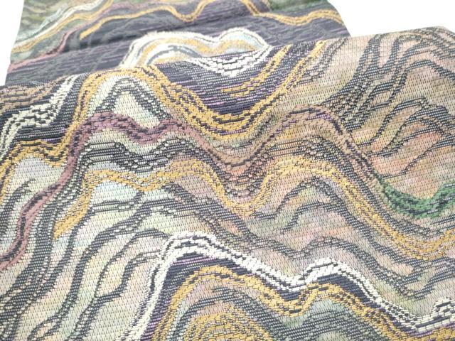 平和屋着物●六通柄袋帯　流水文　金糸　正絹　逸品　CABL0945hy