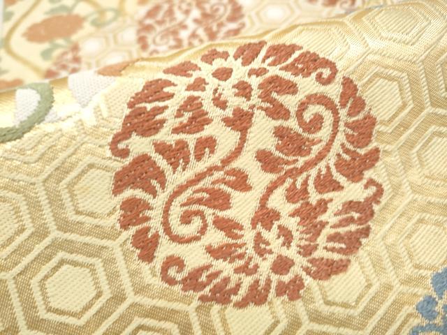 平和屋着物●西陣　川島織物　六通柄　本袋帯　牡丹唐草文　金糸　正絹　逸品　CABL0946hy
