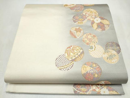 平和屋着物●六通柄袋帯　献上手毬文　金糸　正絹　逸品　CABL0948hy