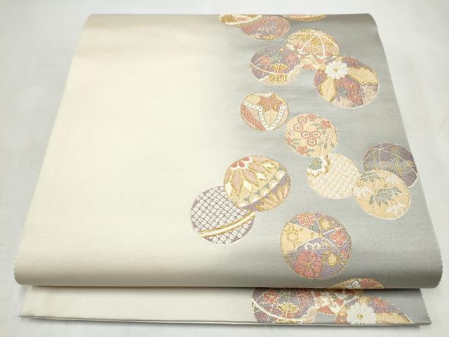 平和屋着物●六通柄袋帯　献上手毬文　金糸　正絹　逸品　CABL0948hy
