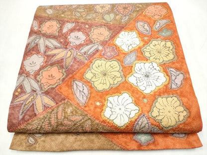 平和屋着物●太鼓柄袋帯　絞り　辻が花　金糸　正絹　逸品　未使用　CABL0949hy
