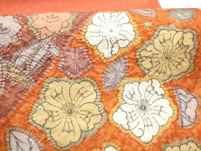 平和屋着物●太鼓柄袋帯　絞り　辻が花　金糸　正絹　逸品　未使用　CABL0949hy