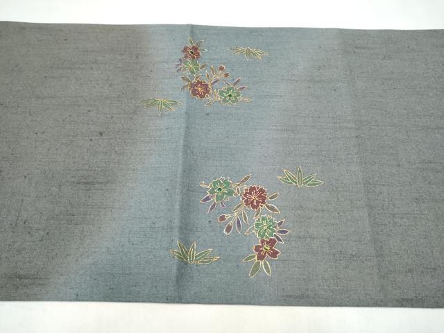 平和屋着物●太鼓柄袋帯　紬地　玉蟲　草花文　金彩　正絹　逸品　CABL0951hy