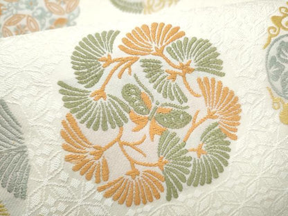平和屋着物▽六通柄袋帯　スリーシーズン　春夏秋　手織　花蝶丸文　正絹　逸品　CABL0952hy