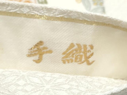 平和屋着物▽六通柄袋帯　スリーシーズン　春夏秋　手織　花蝶丸文　正絹　逸品　CABL0952hy