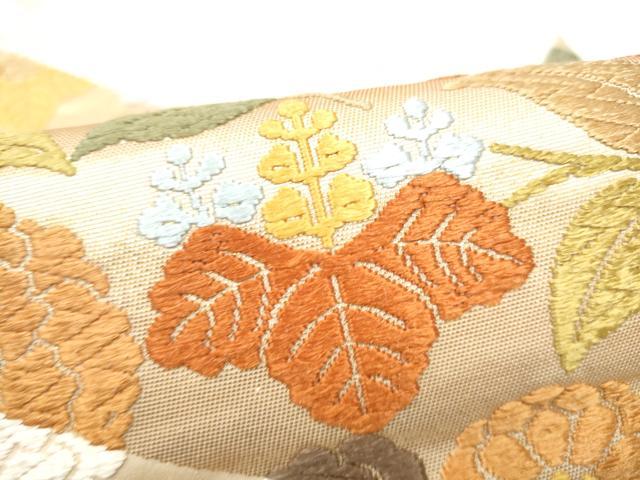 平和屋着物●西陣　河合美術織物謹製　六通柄袋帯　唐織　草花文　金糸　正絹　逸品　CABL0953hy