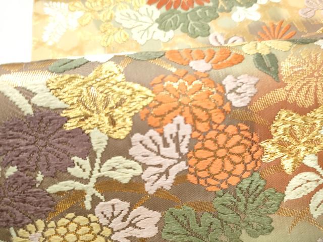 平和屋着物●六通柄袋帯　唐織　草花文　金糸　正絹　逸品　CABL0954hy