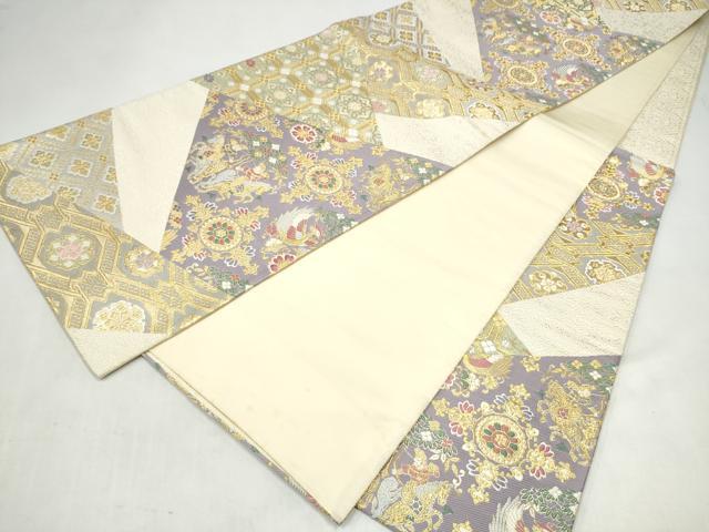 平和屋着物●六通柄袋帯　唐織　百賀　金糸　正絹　逸品　CABL0955hy