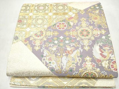 平和屋着物●六通柄袋帯　唐織　百賀　金糸　正絹　逸品　CABL0955hy