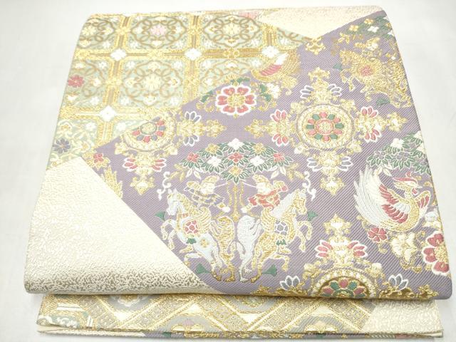 平和屋着物●六通柄袋帯　唐織　百賀　金糸　正絹　逸品　CABL0955hy