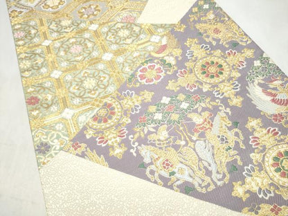 平和屋着物●六通柄袋帯　唐織　百賀　金糸　正絹　逸品　CABL0955hy