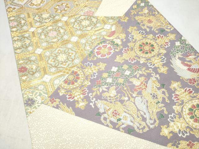 平和屋着物●六通柄袋帯　唐織　百賀　金糸　正絹　逸品　CABL0955hy
