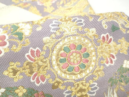平和屋着物●六通柄袋帯　唐織　百賀　金糸　正絹　逸品　CABL0955hy