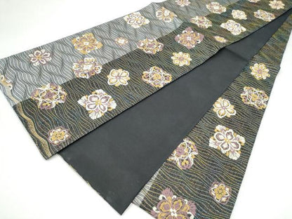 平和屋着物●六通柄袋帯　舞花文　ラメ糸　正絹　逸品　CABL0957hy